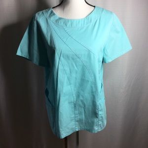 LIVE SWEET Urbane Light Blue Scrub Top Size L